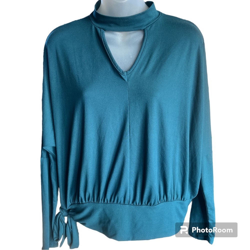 Sun N Moon Teal Bar Neck Dolman Sleeves Pullover Top size small